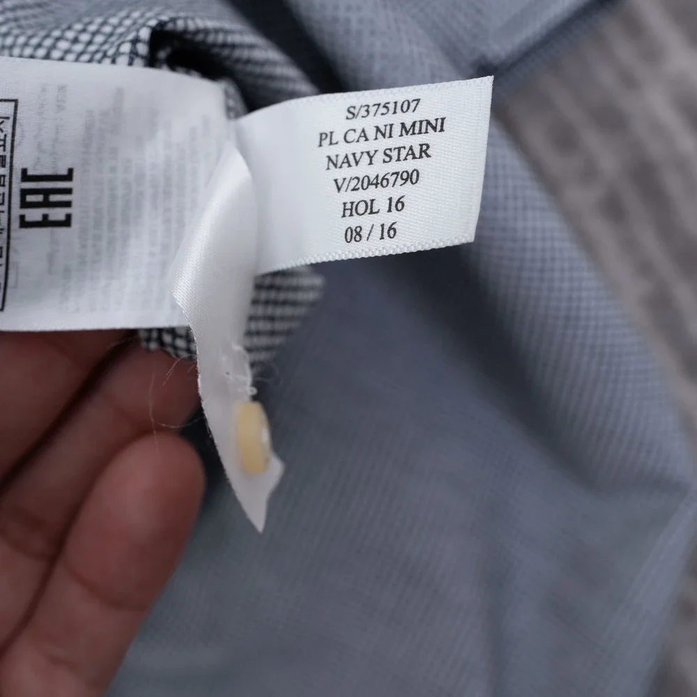 Banana Republic Camden Fit Non-Iron Dress Shirt Mens Large Navy Micro Check L